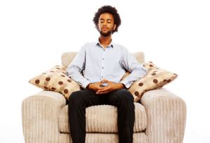 content man meditating
