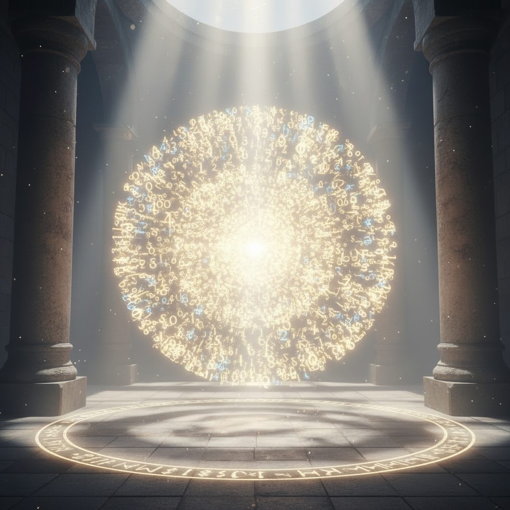 Sacred numbers swirling in light-filled air